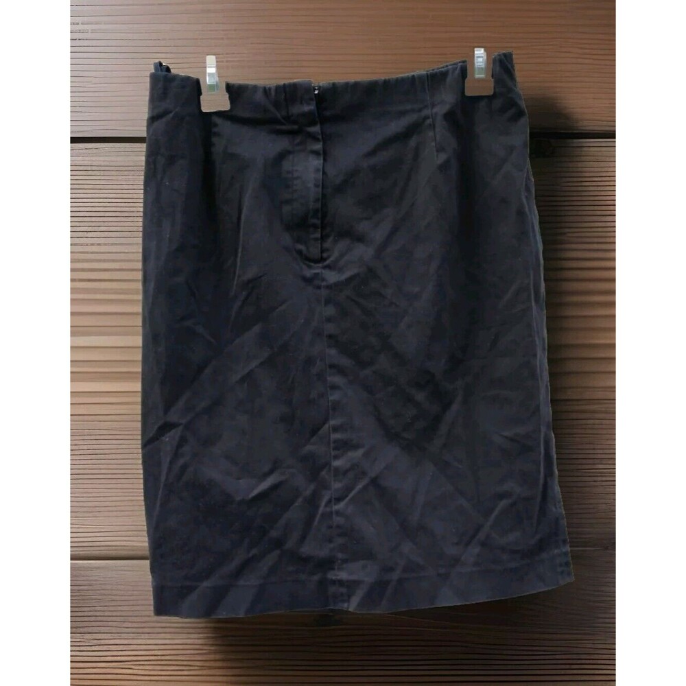 Focus Lifestyle Skirt Womens 8 Navy Blue Straight W/ Slit Elastic Waist Stretch